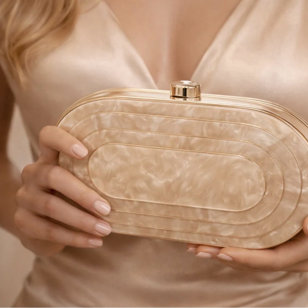 Elegant Pearlized Cream Evening Clutch
